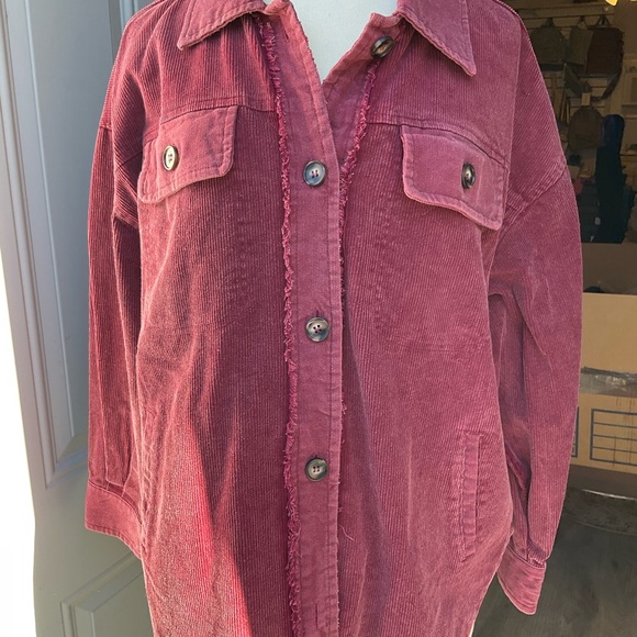 Maroon corduroy button up shaket. TTS Sweet Lovely by Jen brand - Picture 3 of 4